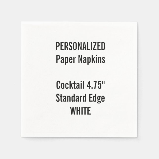 Personlig WHITE Cocktail Papper Napkins Pappersservett (Framsidan)