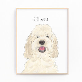 Personlig White Cream Doodle Hund Art Fototryck