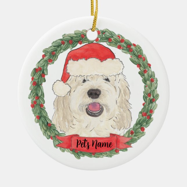 Personlig White Cream Doodle-jul Julgransprydnad Keramik (Framsidan)