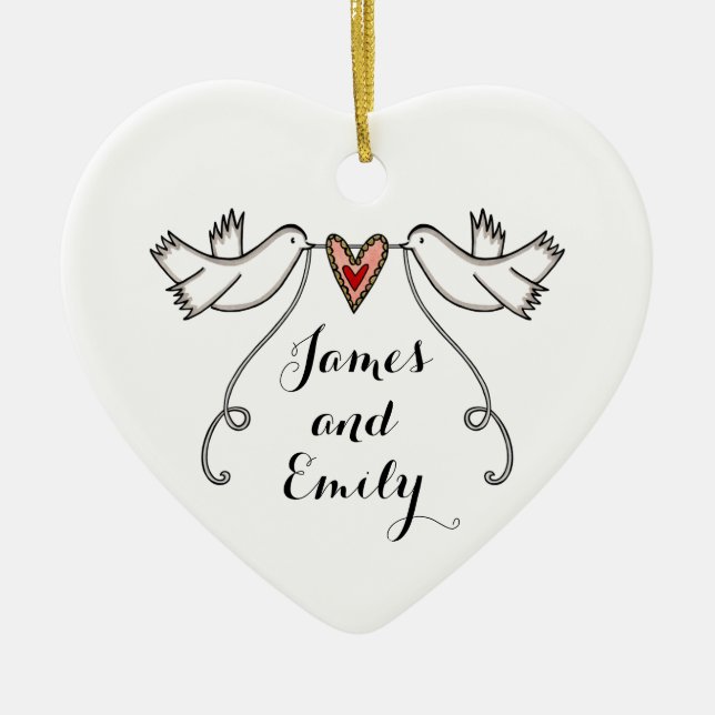 Personlig White Doves Bröllop Dekoration (Framsidan)