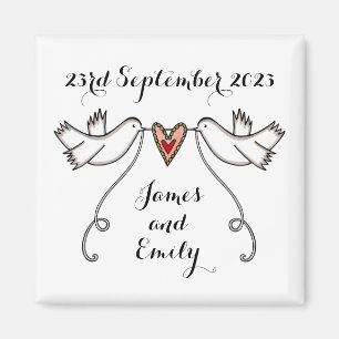 Personlig White Doves Bröllop Magnet Favor