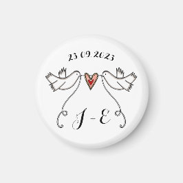 Personlig White Doves Bröllop Magnet Favor