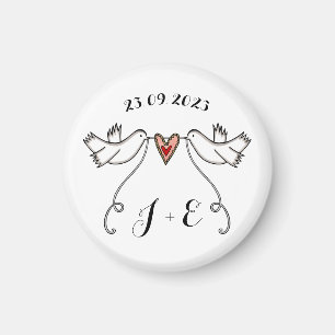 Personlig White Doves Bröllop Magnet Favor