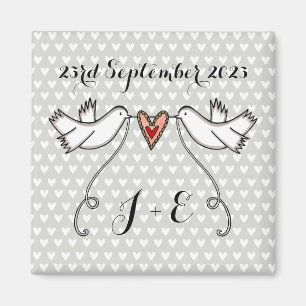 Personlig White Doves Bröllop Magnet Favor