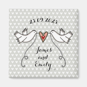 Personlig White Doves Bröllop Magnet Favor