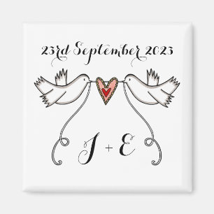 Personlig White Doves Bröllop Magnet Favor