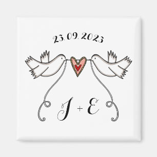 Personlig White Doves Bröllop Magnet Favor