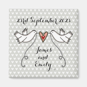 Personlig White Doves Bröllop Magnet Favor