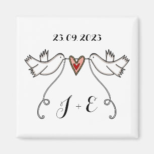 Personlig White Doves Bröllop Magnet Favor