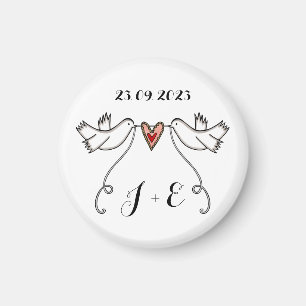 Personlig White Doves Bröllop Magnet Favor