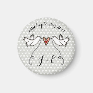 Personlig White Doves Bröllop Magnet Favor