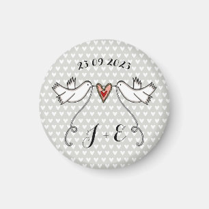 Personlig White Doves Bröllop Magnet Favor