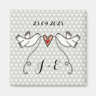 Personlig White Doves Bröllop Magnet Favor