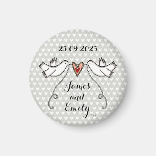 Personlig White Doves Bröllop Magnet Favor