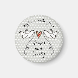 Personlig White Doves Bröllop Magnet Favor