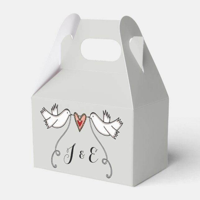 Personlig White Doves Wedor Favor Box Presentaskar (Framsidan Sidan)