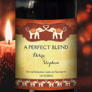 Personlig White Elephants Bröllop Vin etikett