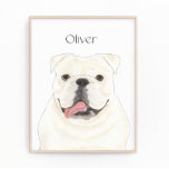 Personlig White English Bulldog Art Print Fototryck<br><div class="desc">Jag är i kärlek med denna vackert detaljerade vattenfärgsillustration av en mildrande vit engelsk bulldog hund! Anpassa de här bilderna med ditt namn eller monogram för att komplettera din dekoration och ändra typsnitt genom att markera alternativet "Redigera med design verktyg" vid anpassning. Köp resten av min samling för den sötaste...</div>