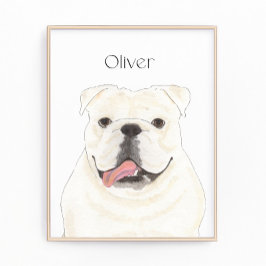 Personlig White English Bulldog Art Print Fototryck