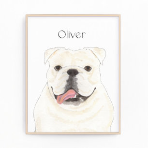 Personlig White English Bulldog Art Print Fototryck
