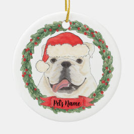 Personlig White English Bulldog Julgransprydnad Keramik