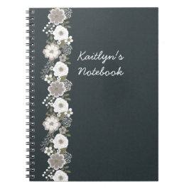 Personlig White Flowers Anteckningsbok