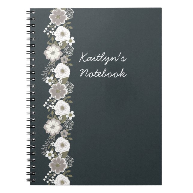 Personlig White Flowers Anteckningsbok (Framsidan)
