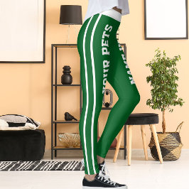Personlig White Forest Grönt Rand Pet Namn Leggings