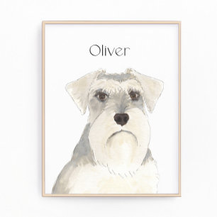 Personlig White & Grått Schnauzer Art Fototryck