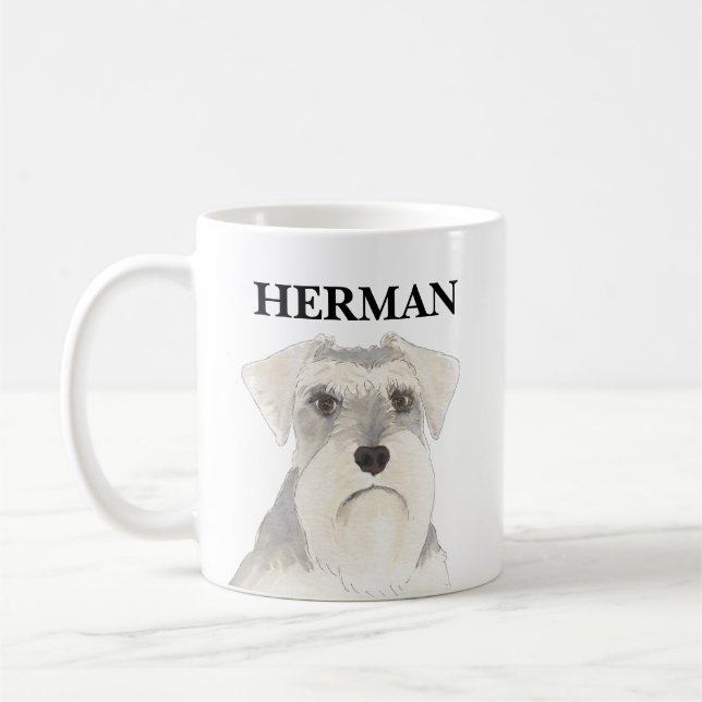 Personlig White & Grått Schnauzer Kaffemugg (Vänster)