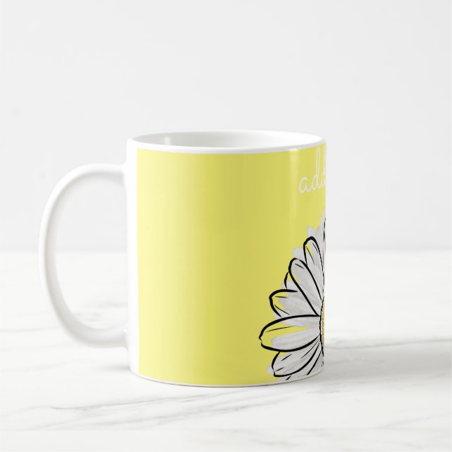 Personlig White & Gult Daisy Coffee Mugg (Vänster)