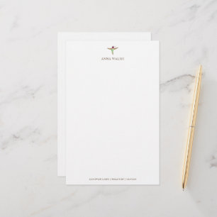Personlig White Hummingbird Stationery Brevpapper