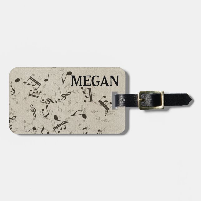 Personlig White Jumered Musik noter på Black Bagagebricka (Horisontell Framsida)