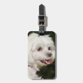 Personlig White Maltese Puppy Hund Bagagebricka