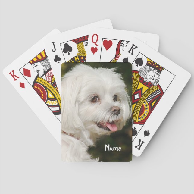 Personlig White Maltese Puppy Hund Casinokort (Baksidan)