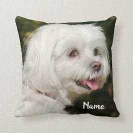 Personlig White Maltese Puppy Hund Kudde