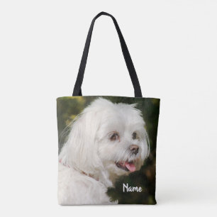 Personlig White Maltese Puppy Hund Tygkasse