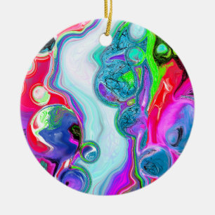Personlig White Marble River Digital Fluid Art Julgransprydnad Keramik