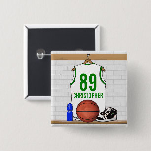 Personlig White och Grönt Basketball Jersey Knapp