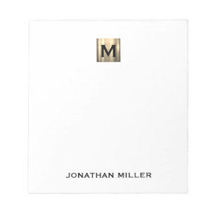 Personlig White och Guld Monogram Anteckningsblock