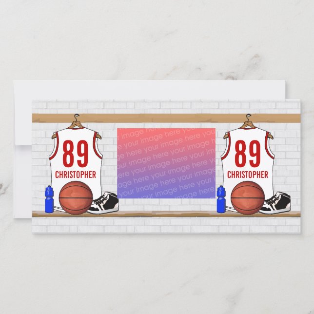 Personlig White och Red Basketball Jersey (Framsida)