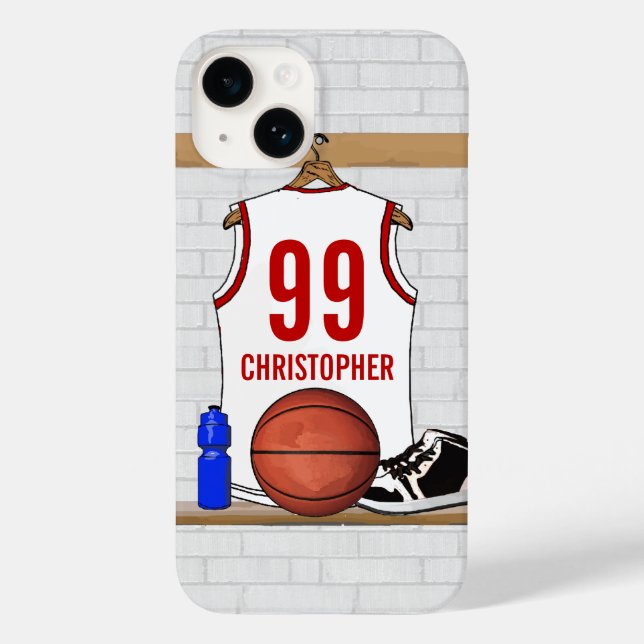 Personlig White och Red Basketball Jersey (Baksida)