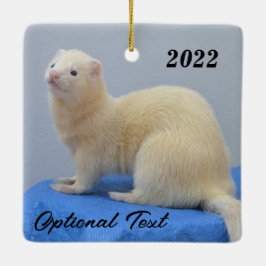 Personlig White Pet Ferret Julgransprydnad Keramik