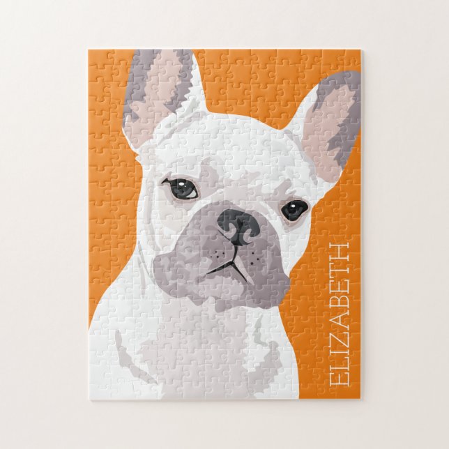 Personlig White Pet Fransk Bulldog Pussel (Vertikal)