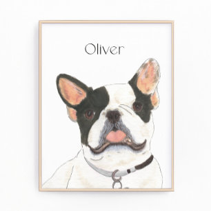 Personlig White Pied Frenchie Fransk Bulldog Fototryck