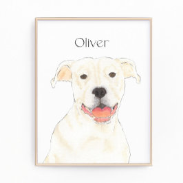 Personlig White Pitbull Staffy Hund Art Fototryck
