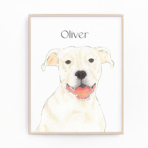 Personlig White Pitbull Staffy Hund Art Fototryck
