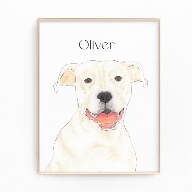 Personlig White Pitbull Staffy Hund Art Fototryck (Skapare uppladdad)