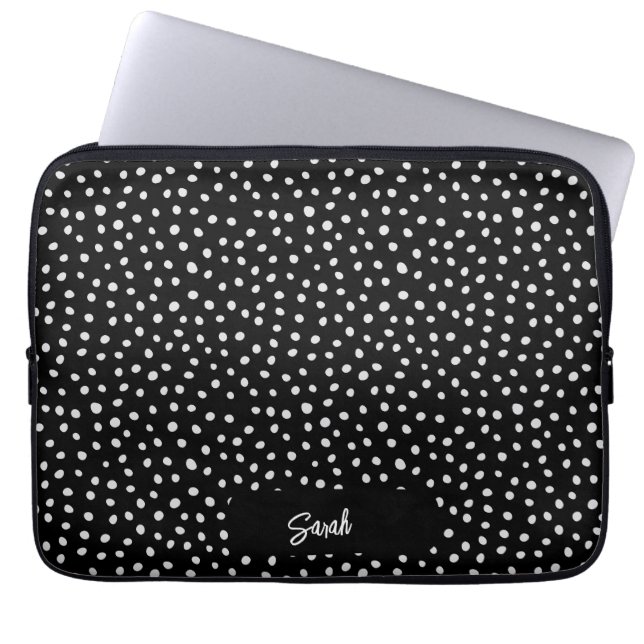 Personlig White Polka dots Skriv ut Laptop sleeve (Framsidan)