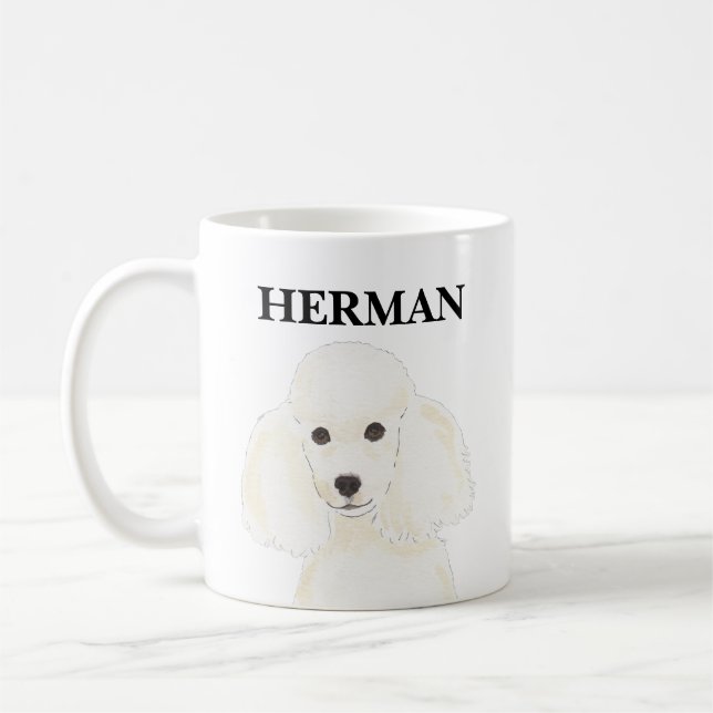 Personlig White Pudel Kaffemugg (Vänster)